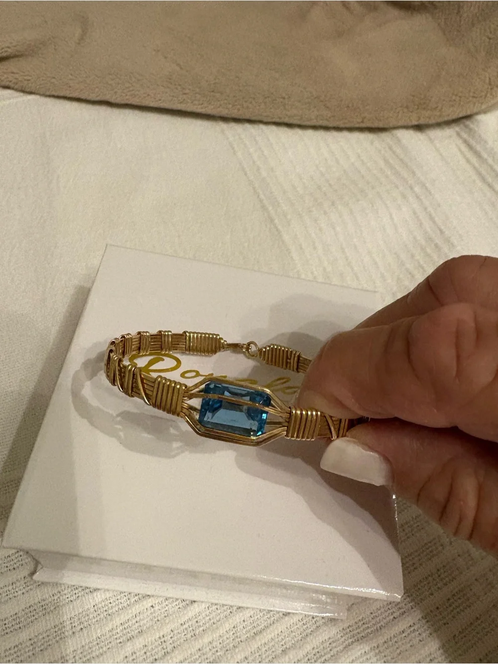 Ronaldo Gold-Tone Bracelet with Blue Gemstone